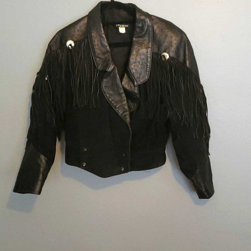 Black leather western jacket